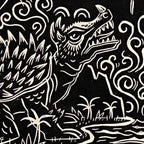 Godzilla Vs Mechagodzilla Linocut Poster