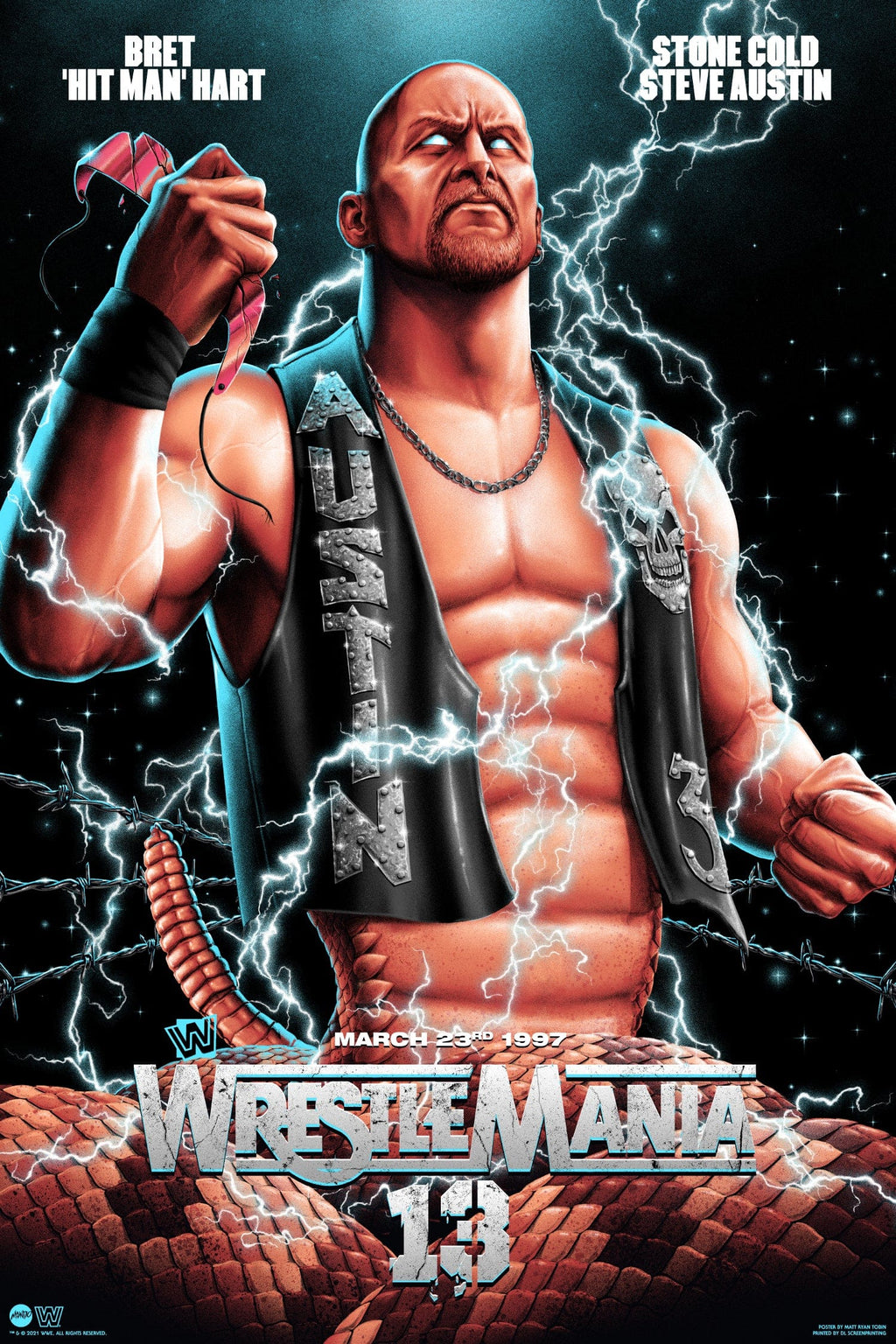WrestleMania 13: Stone Cold Steve Austin vs Bret Hart Poster – Mondo
