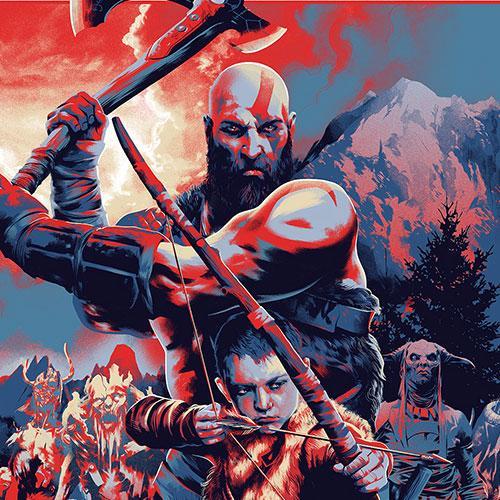 New GOD OF WAR Poster by Matt Taylor & Enamel Pins by Nicolas Delort!