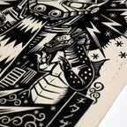 Terror of Mechagodzilla Linocut Poster