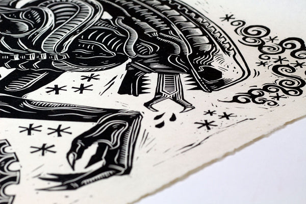 Alien Linocut Poster