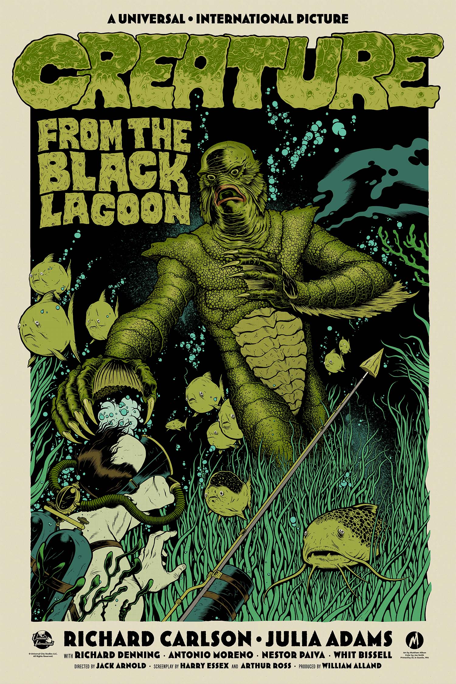 Creature From The Black Lagoon Beach Towel - 30"x60", 100% Cotton, Classic Movie Monster Design