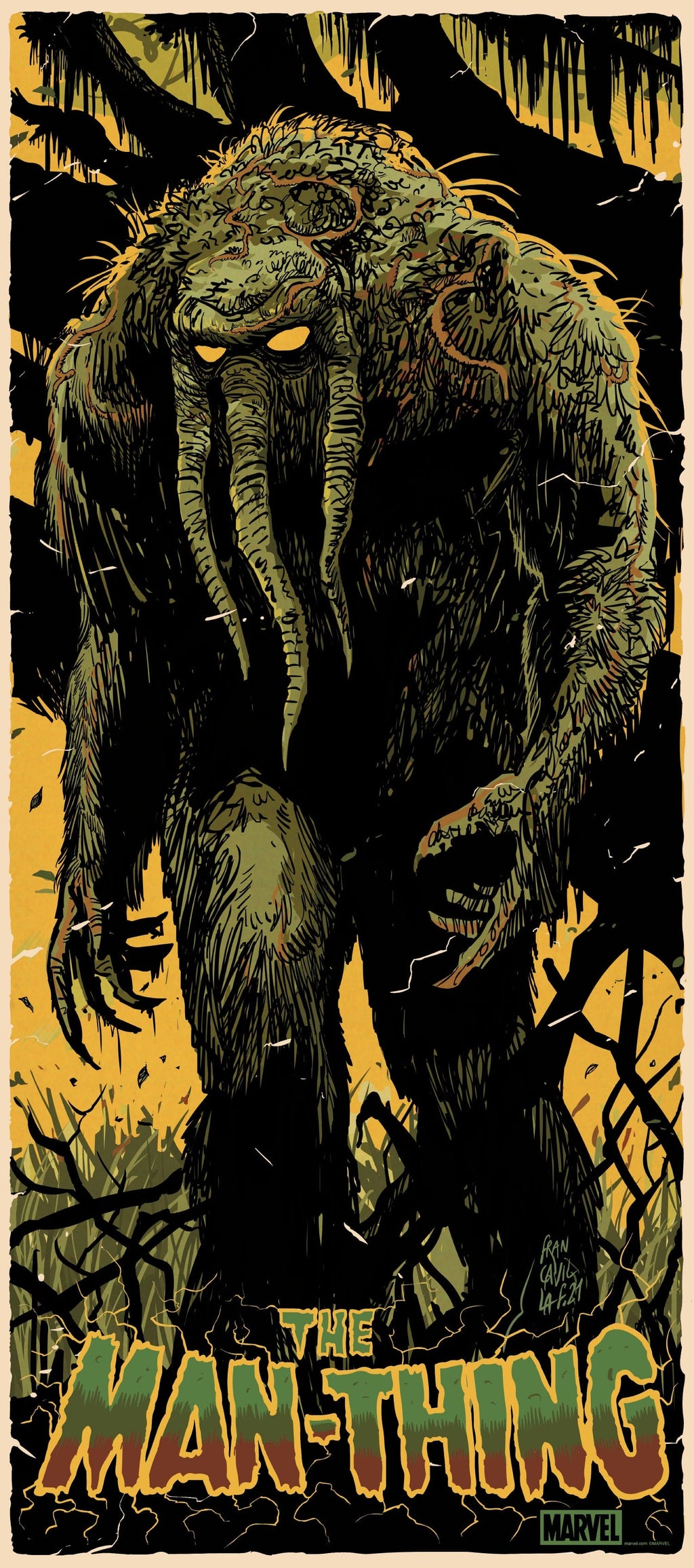 Man Thing Vector The Man-Thing Variant Poster – Mondo
