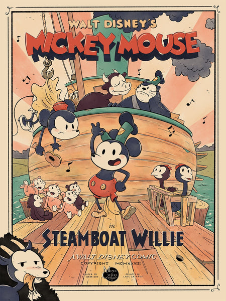 Mickey Mouse – Steamboat Willie Poster by JJ Harrison – Mondo