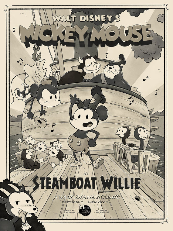 Mickey Mouse – Steamboat Willie (Variant) Poster