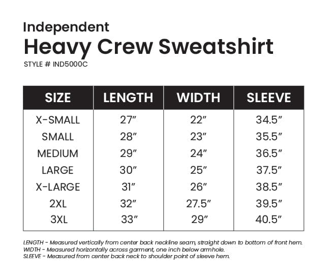 High Five Sizing Chart