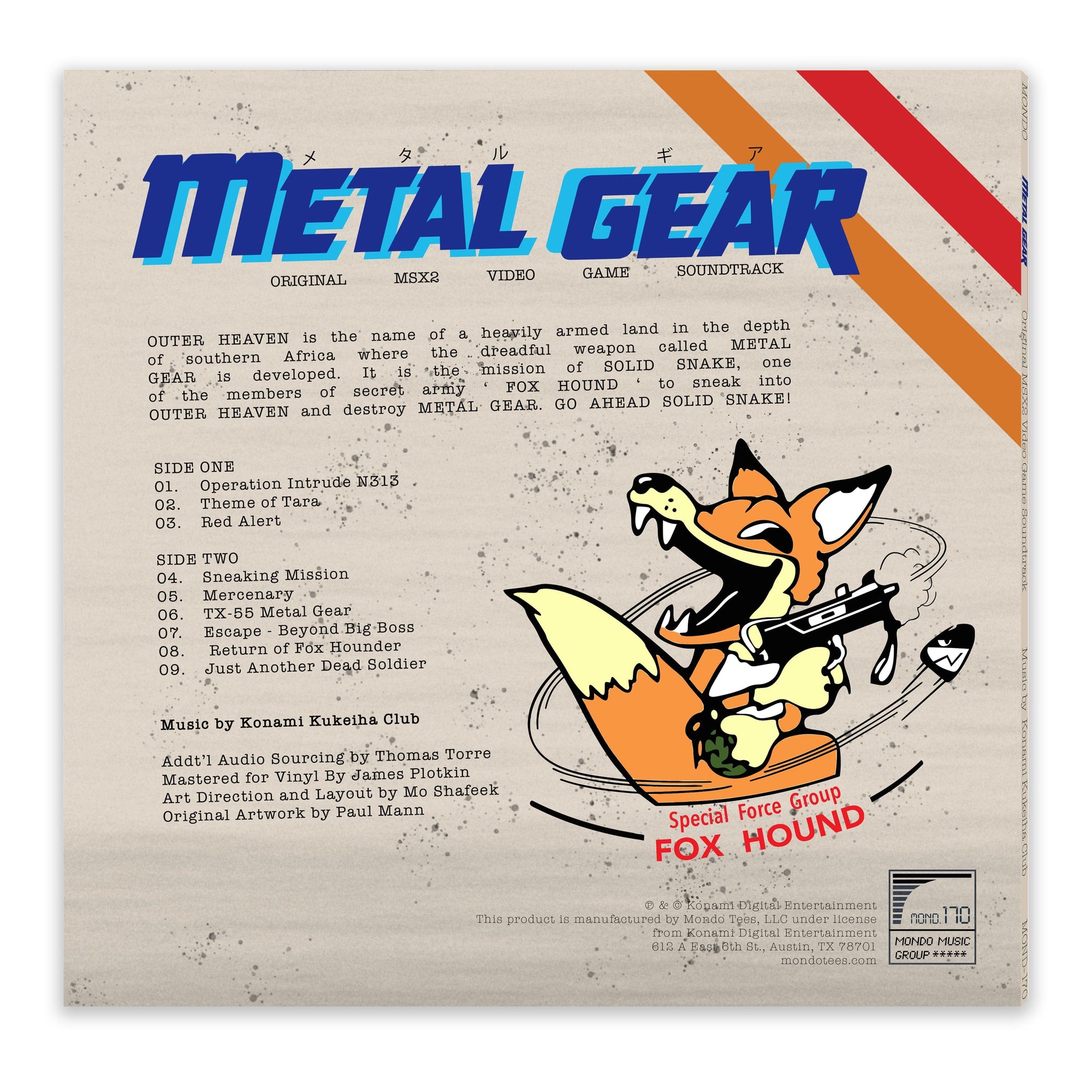 metal gear music Metal Gear – Original MSX2 Video Game Soundtrack 10" – Mondo