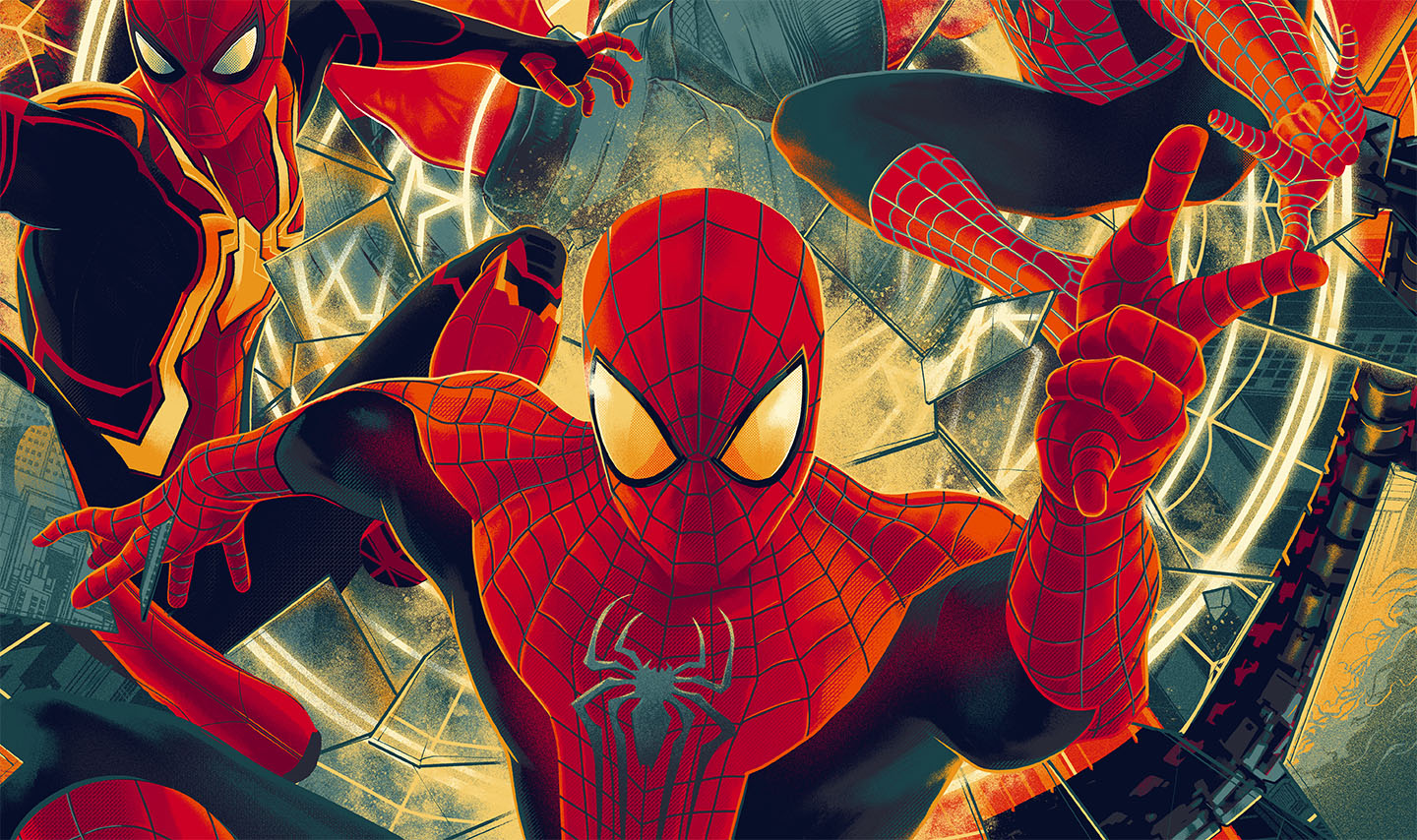 Spider Man No Way Home Peter Three Variant Timed Edition Poster Spider man no way home peter three variant timed edition poster