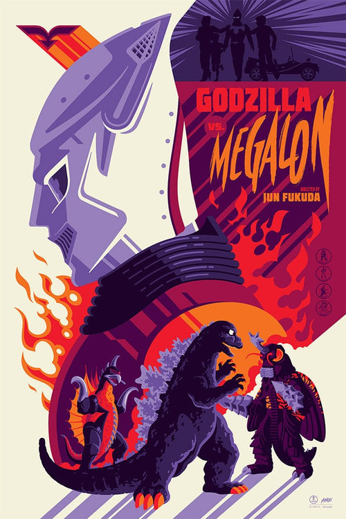 Godzilla Vs Megalon Screenprinted Poster